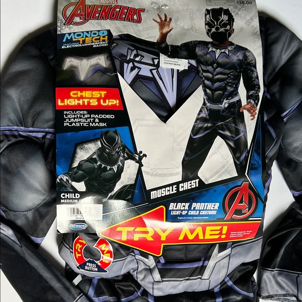 Marvel Black Panther Kids Costume with Light-Up Chest